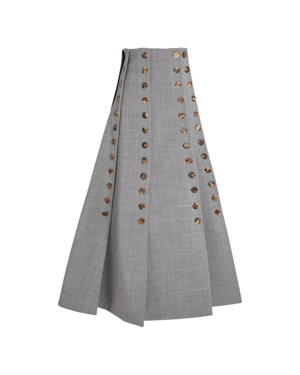 A.W.A.K.E. MODE Gray Multi-Panel Button-Embellished Skirt
