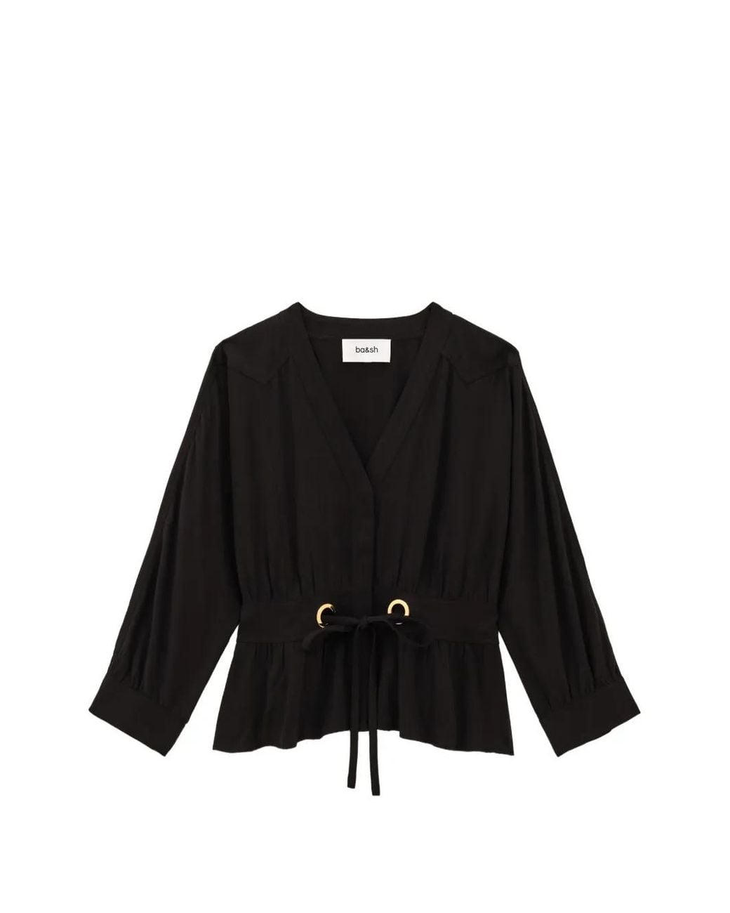 Ba&sh Black Precila Bluse Mit Bindegürtel