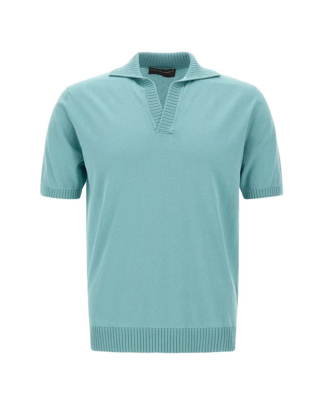 FILIPPO DE LAURENTIIS Blue Skipper Ribbed Polo Shirt for men
