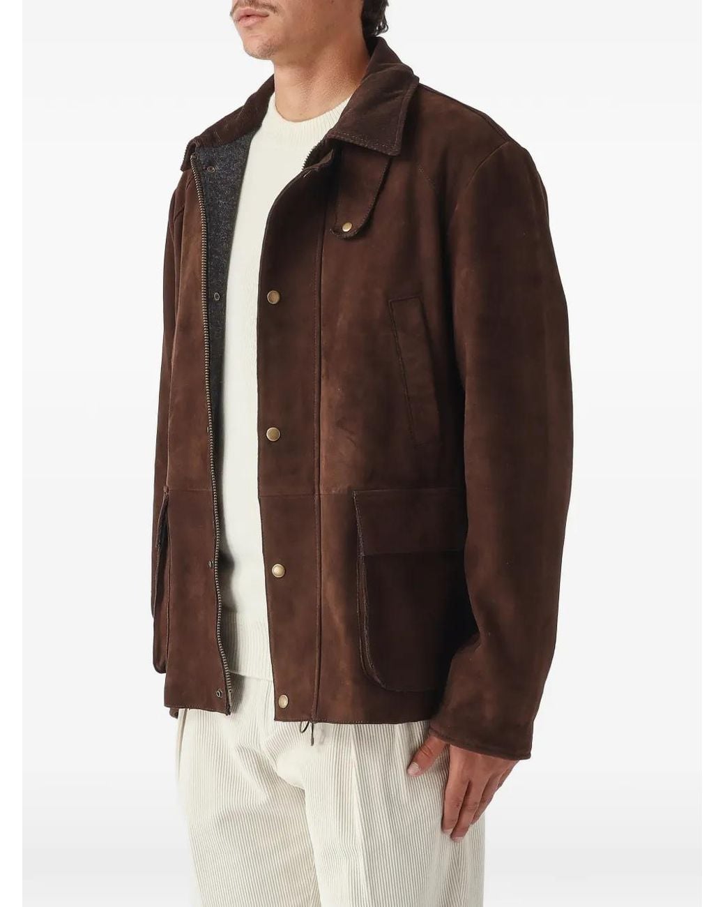 The Jack Leathers Brown Gordon Panelled Jacket for men
