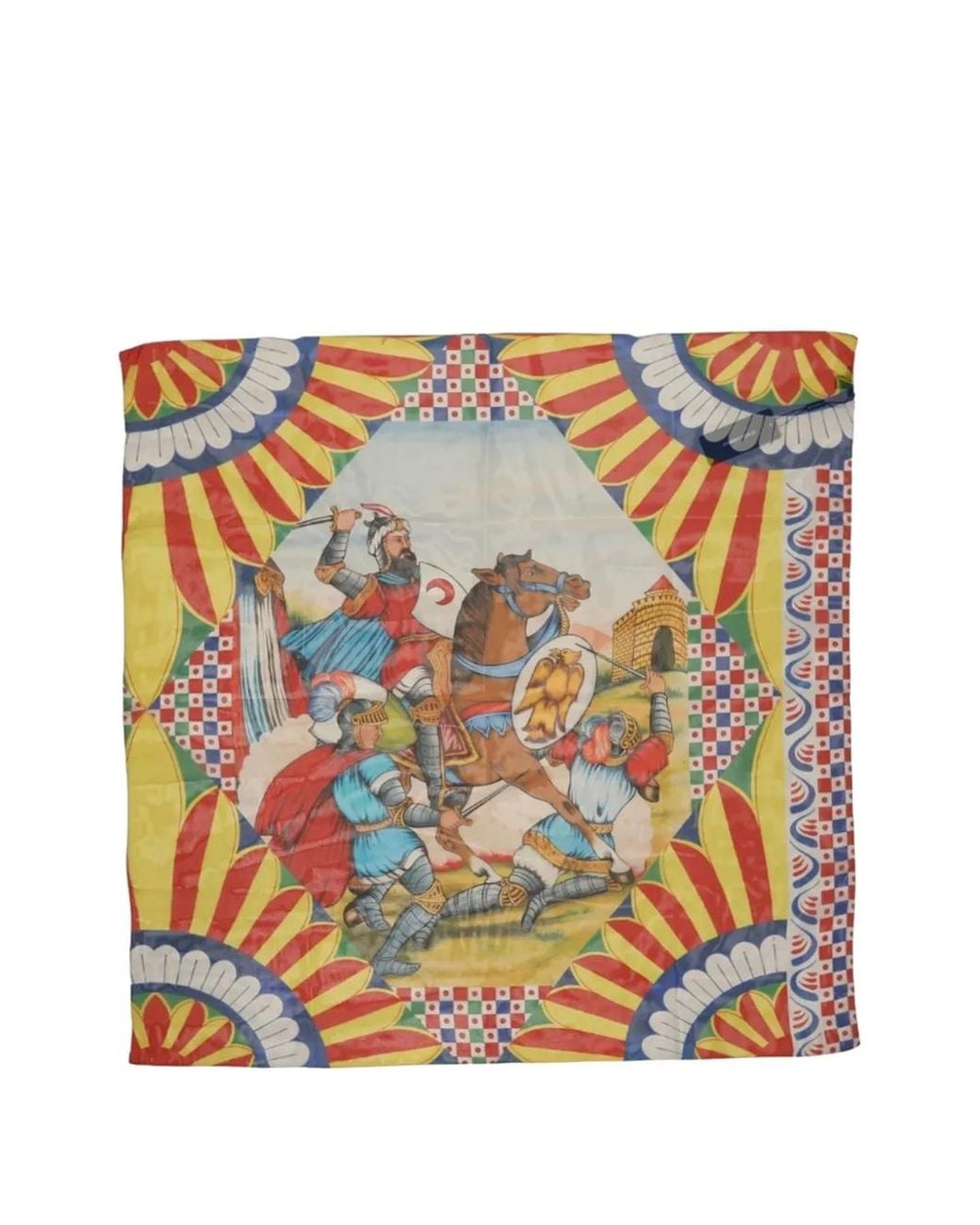 Dolce & Gabbana Yellow Carretto-Print Silk Scarf