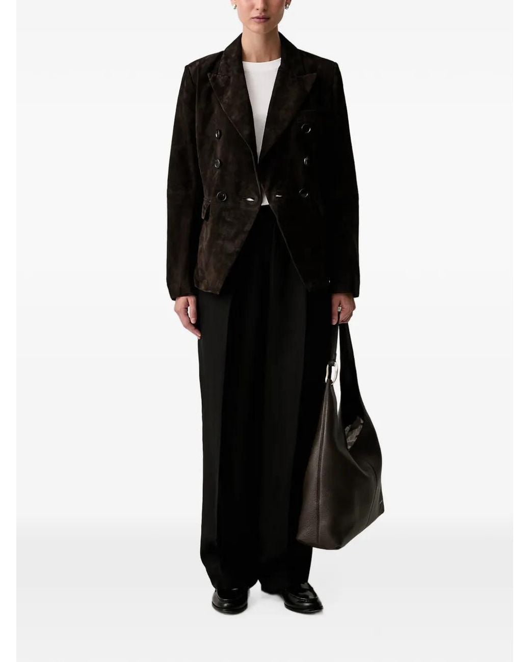 Joop! Black Double-Breasted Suede Jacket