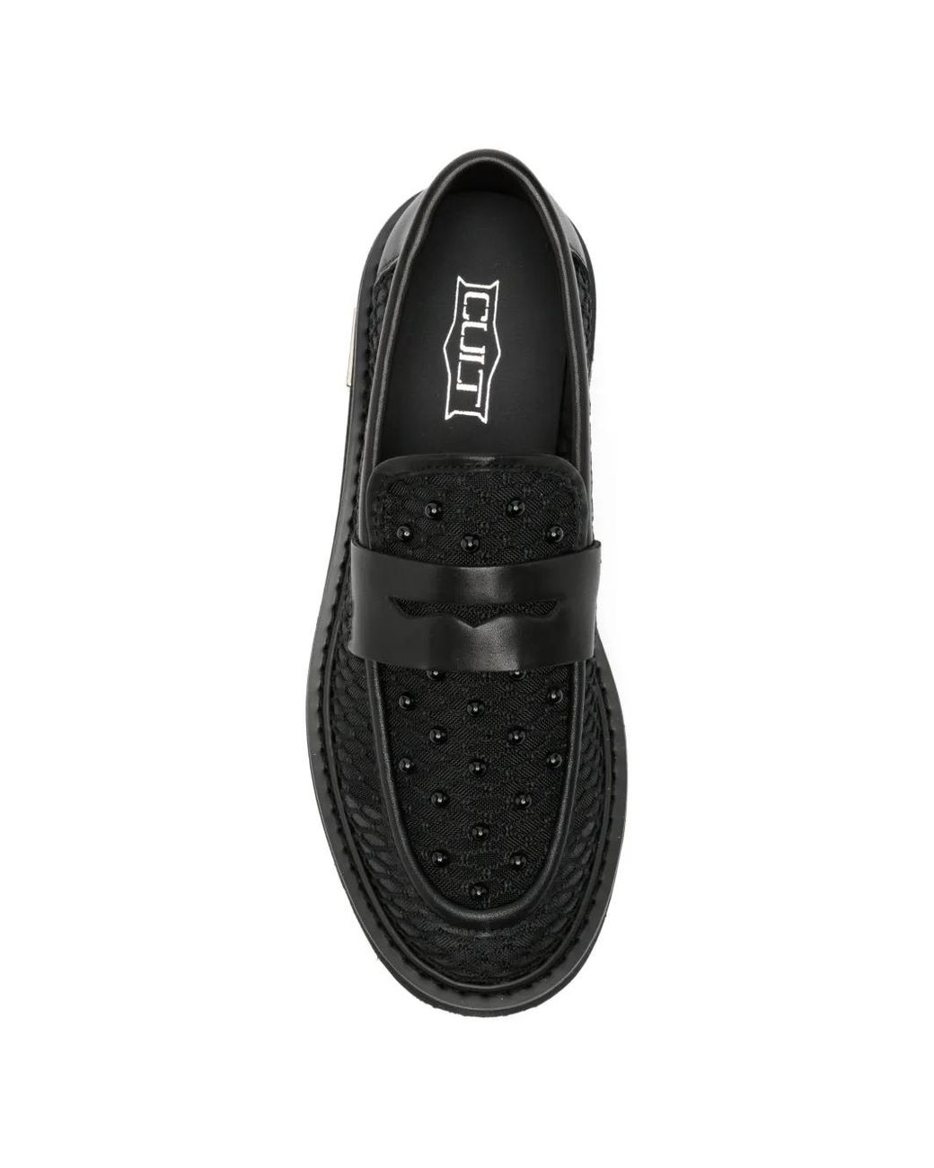 Cult Black Slash Beaded Leather Sneakers