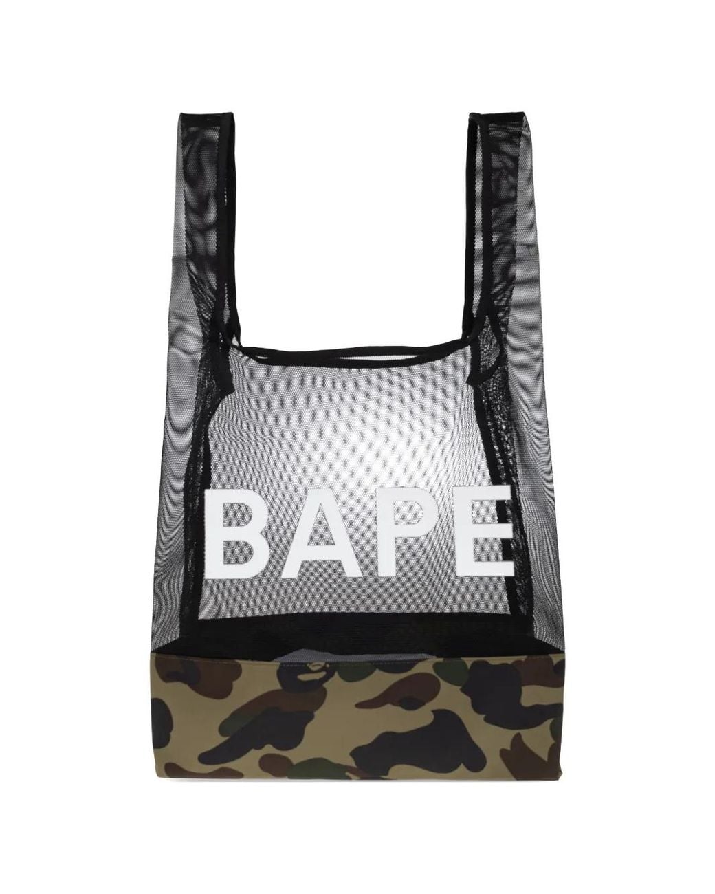 A Bathing Ape Black 1St Camo Mesh Tote Bag for men