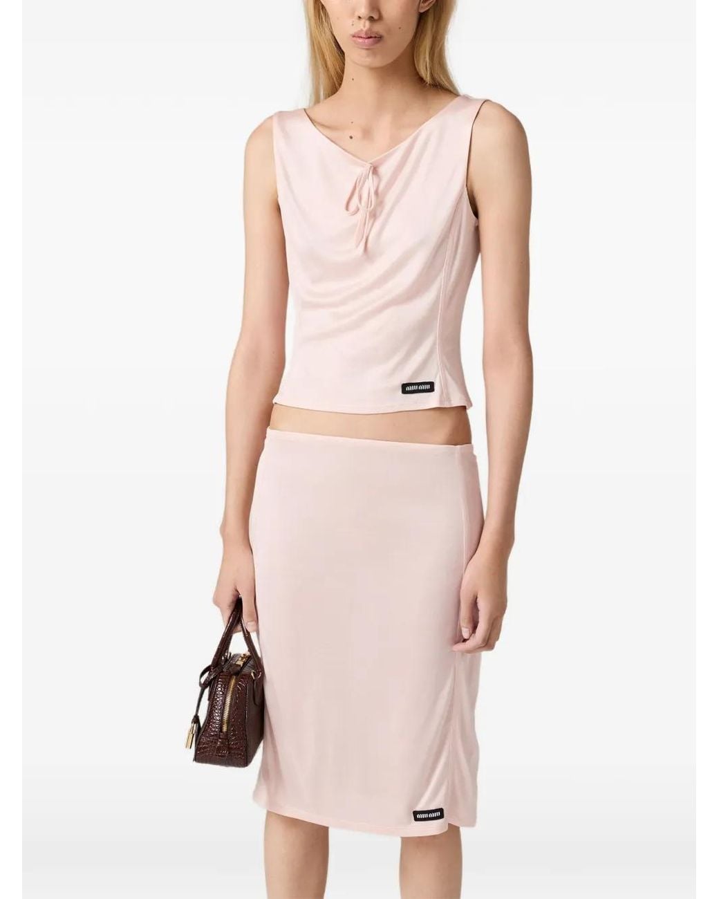 Miu Miu Blouse Met Logopatch in het Pink