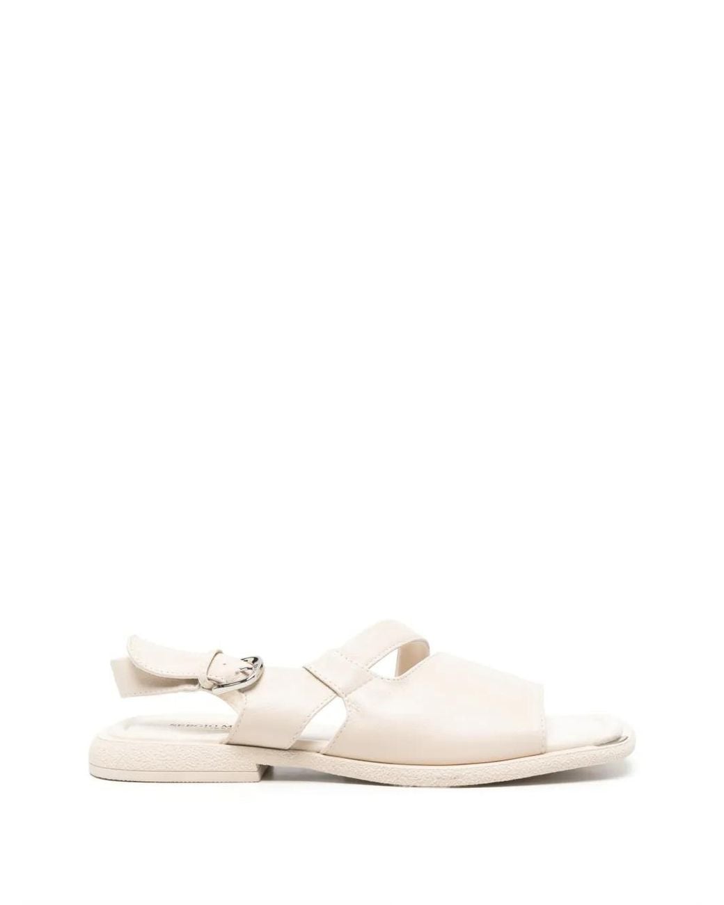 SERGIO MORETTI FIRENZE White Buckle-Fastening Leather Sandals