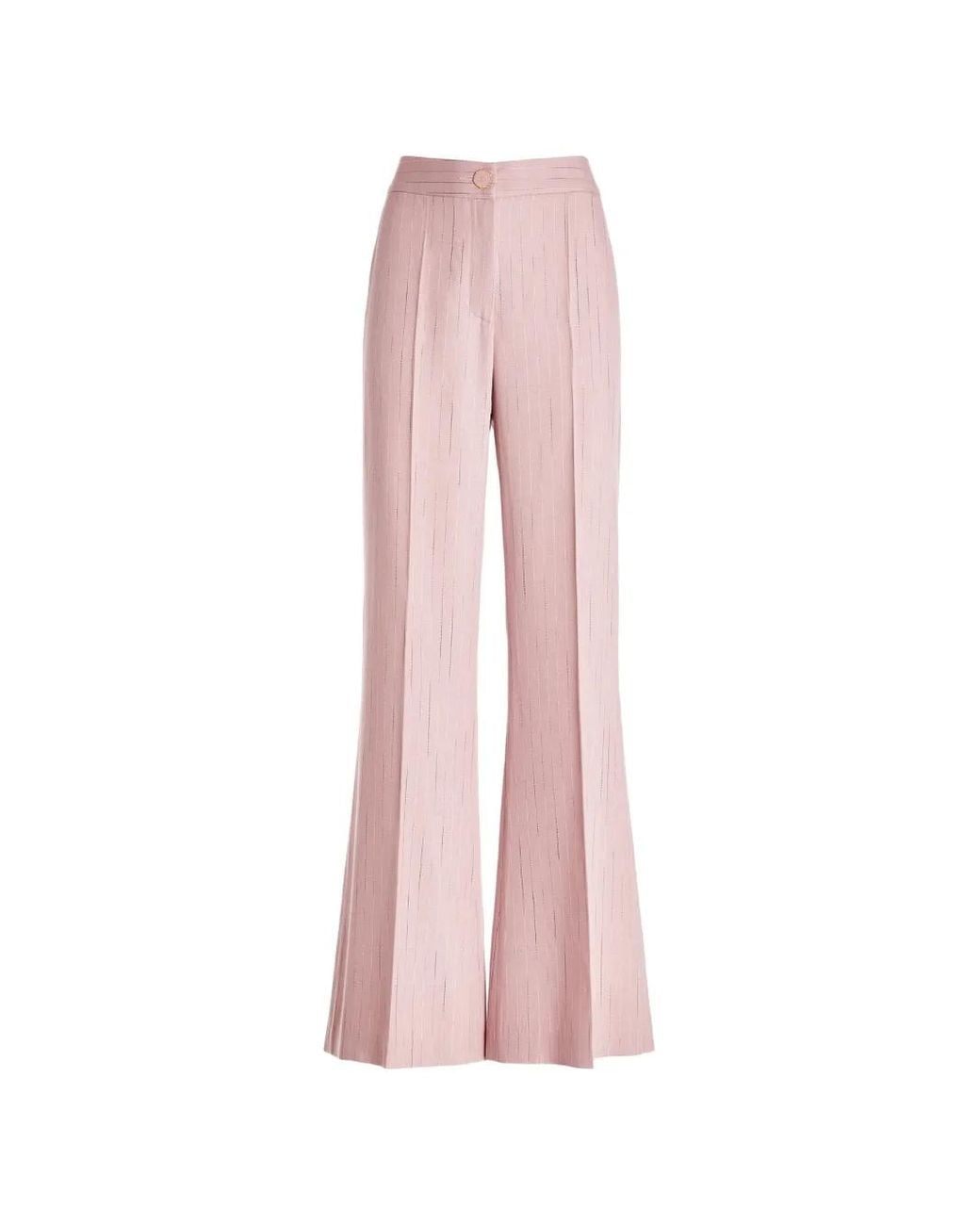 Genny Pink Pinstripe-Pattern Flared Trousers