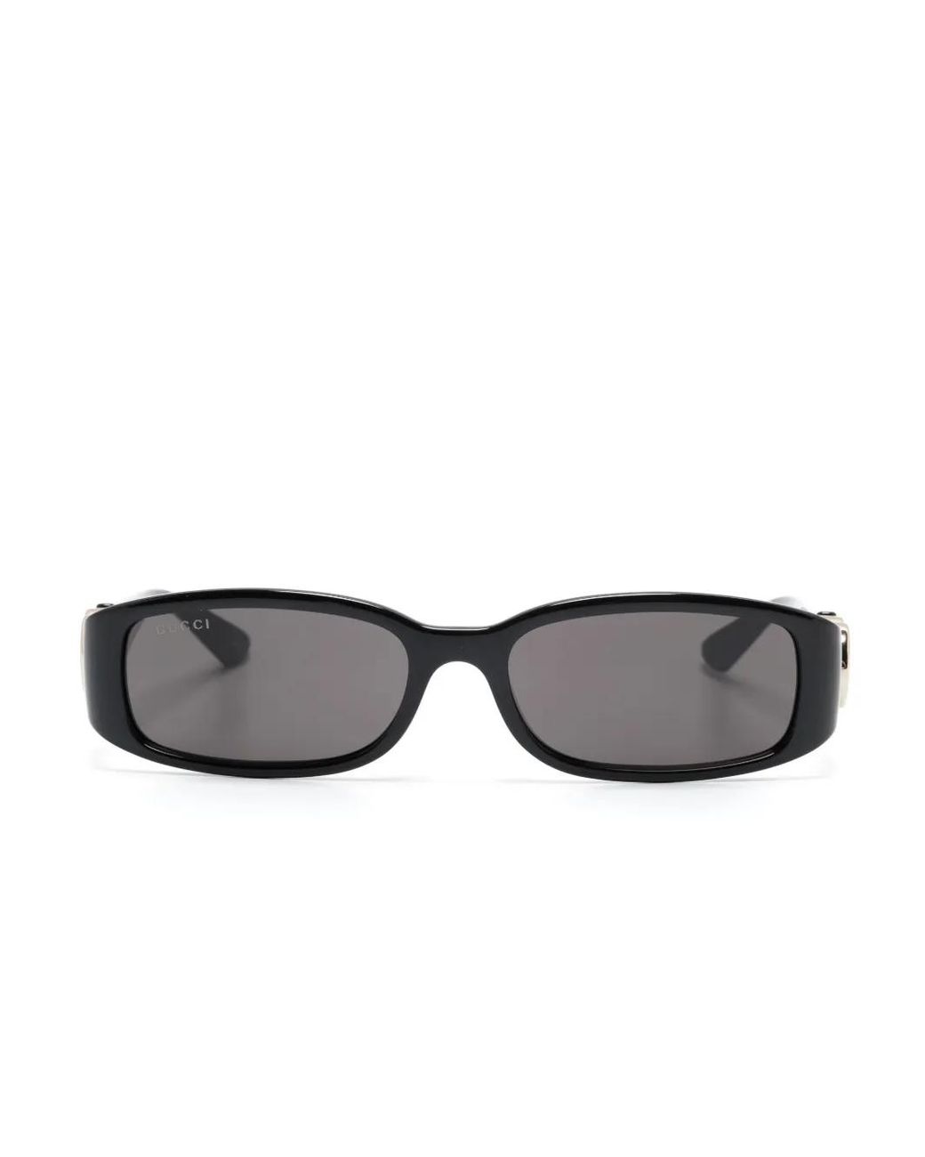 Gucci Gray Interlocking G Rectangle-Frame Sunglasses