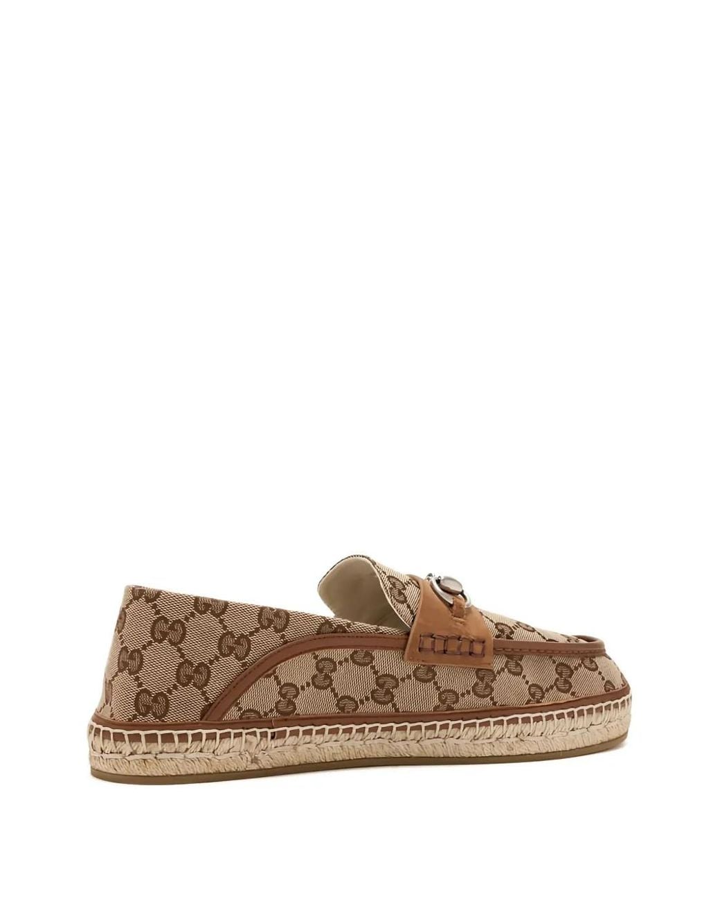 Gucci Brown Monogram-Pattern Horsebit Espadrilles for men