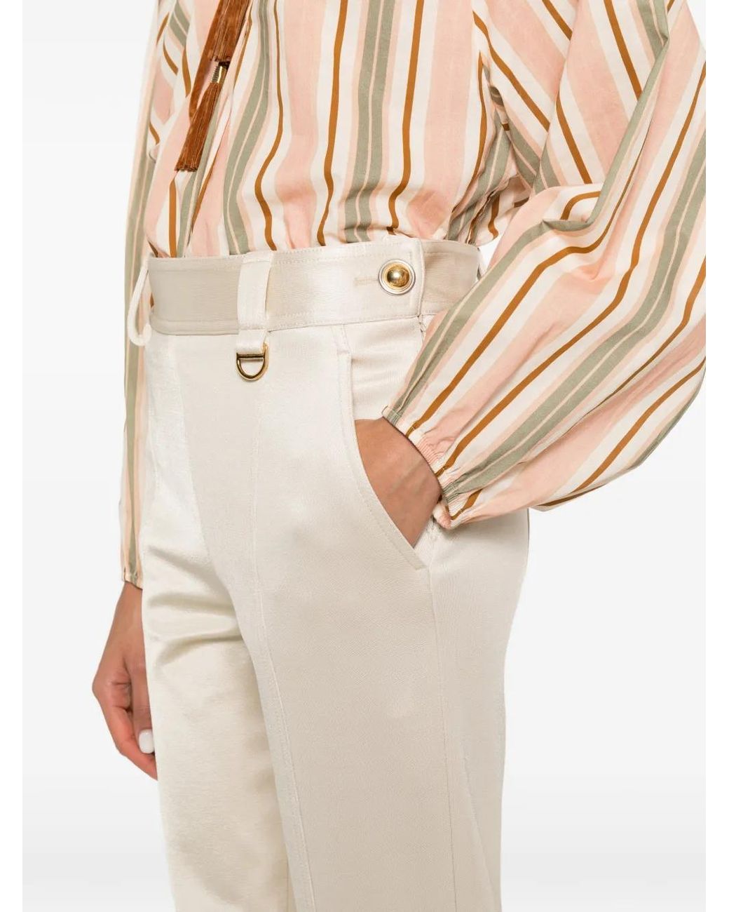 Chloé White Satin-Finish Trousers