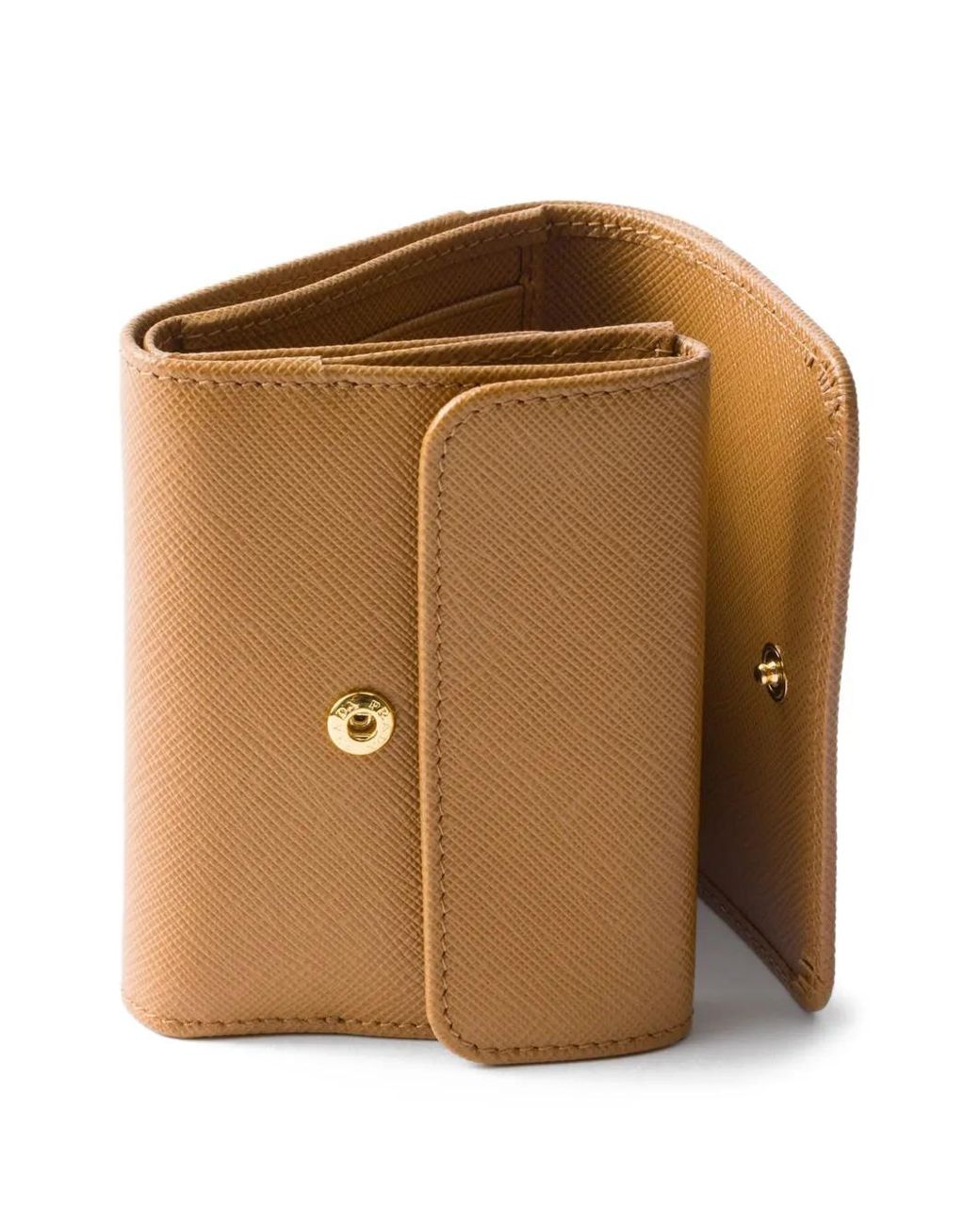 Prada Natural Triangle-Logo Saffiano Leather Wallet