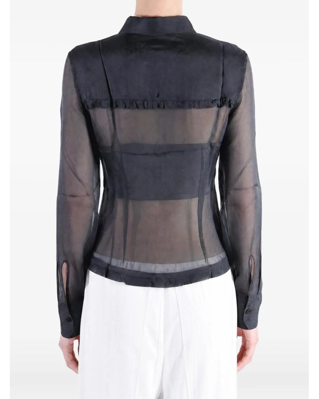 Paloma Wool Blue Sheer Ruffled Shirt