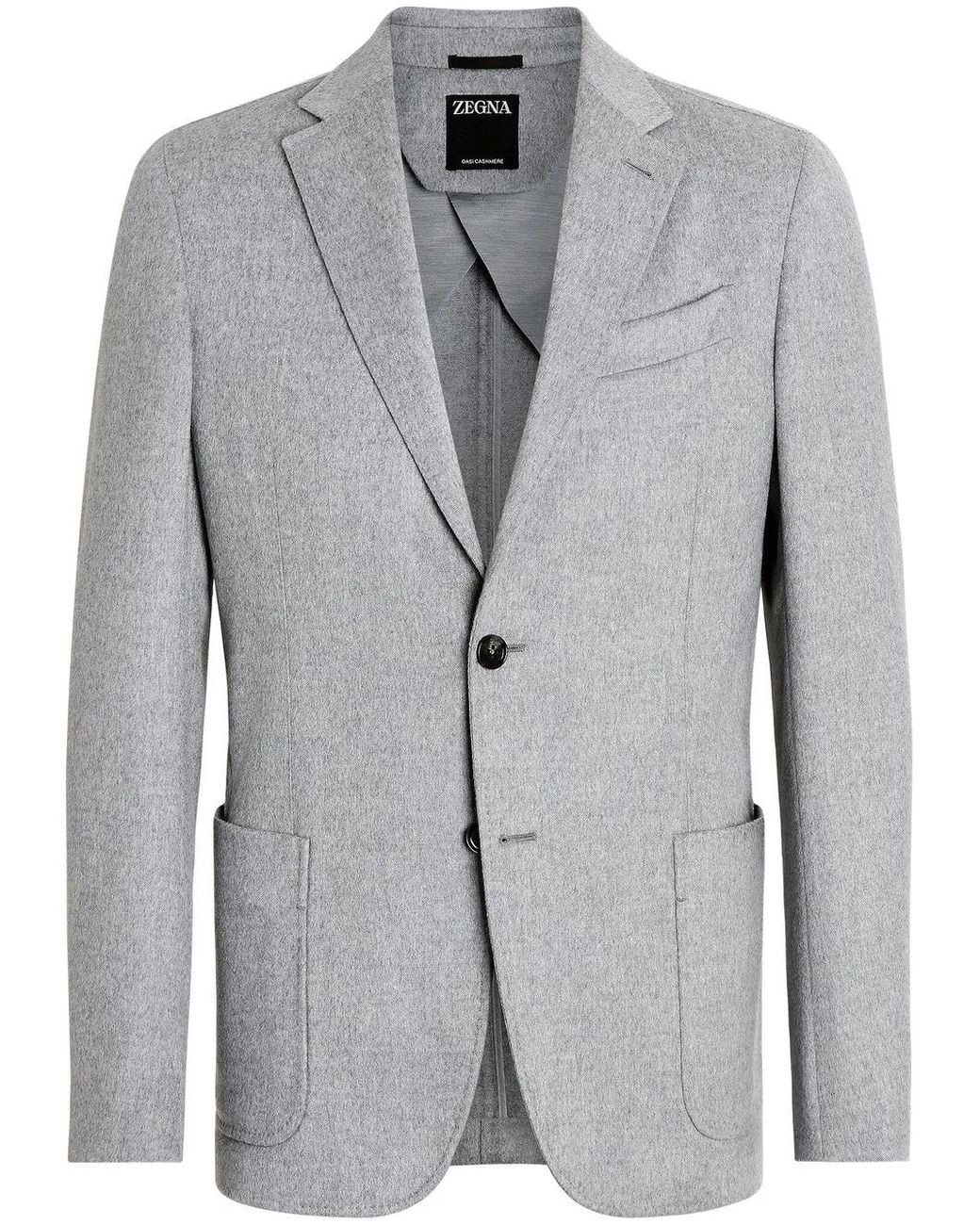 Zegna Gray Oasi Single-Breasted Cashmere Blazer for men