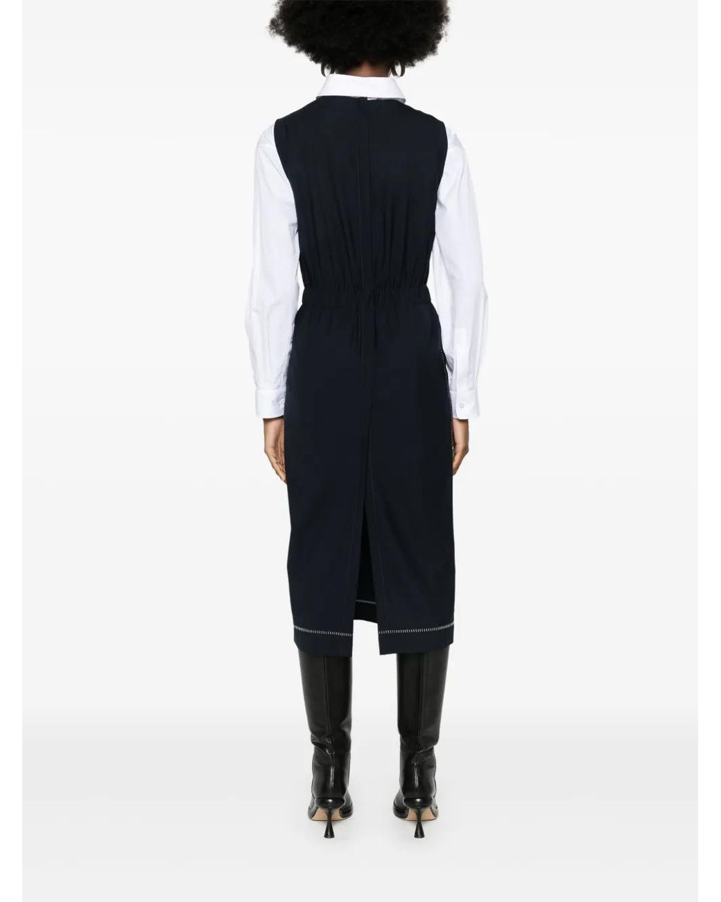 Fabiana Filippi Black Contrast-Stitching Midi Dress