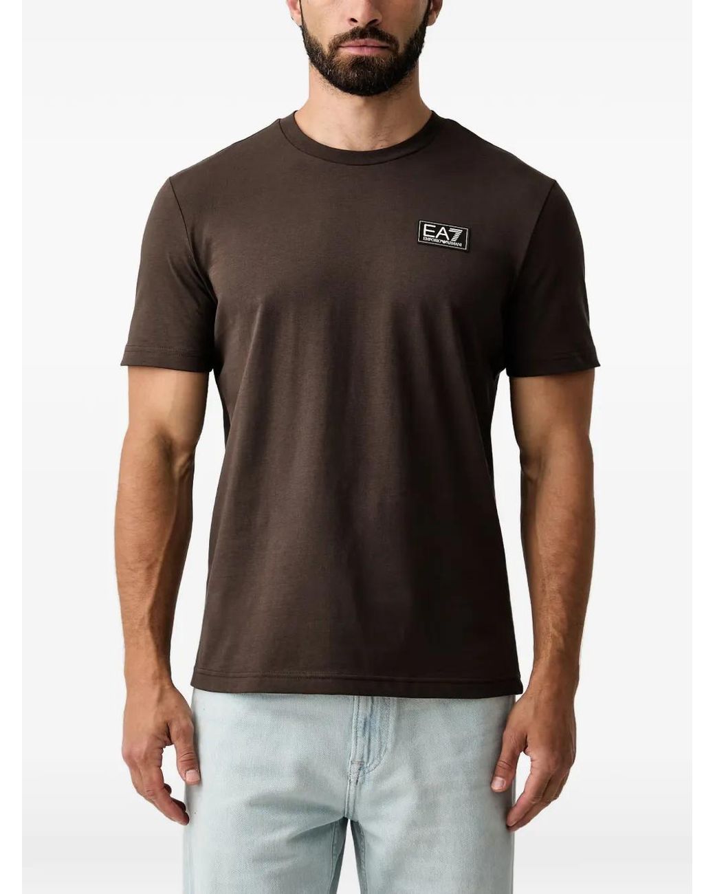 EA7 Black Logo-Patch T-Shirt for men