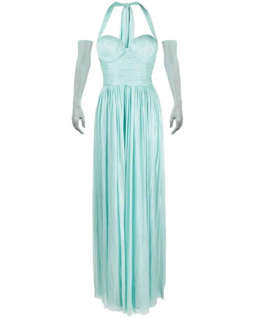 Jean Louis Sabaji Blue Sleeveless Tulle Maxi Dress