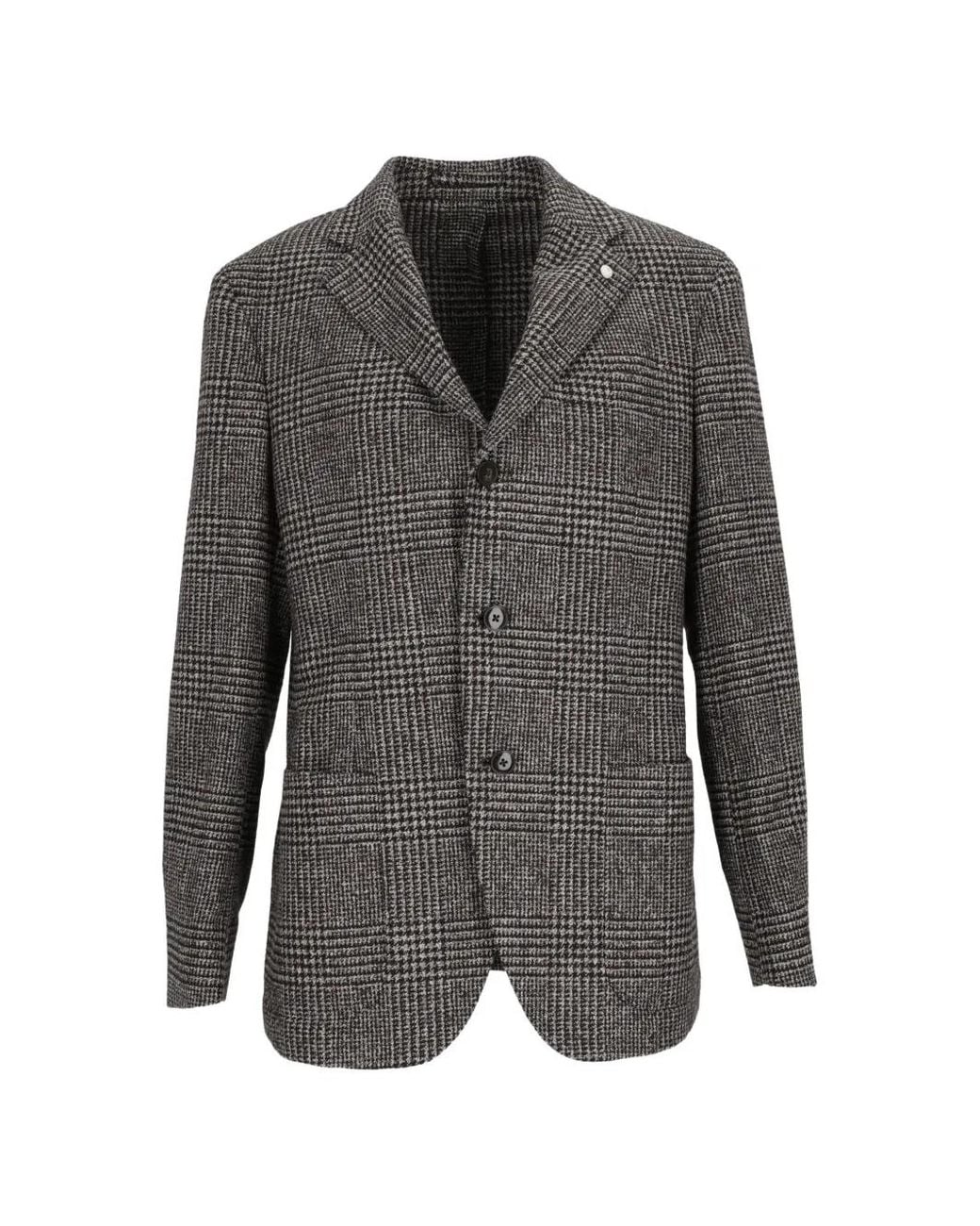 Luigi Bianchi Gray Prince Of Wales Check Blazer for men
