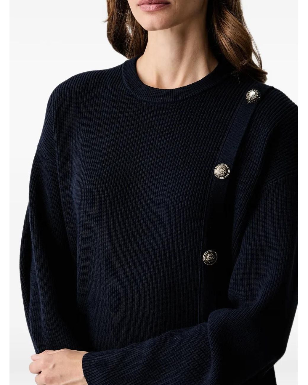 Liu Jo Blue Knit Dress With Jewel Buttons