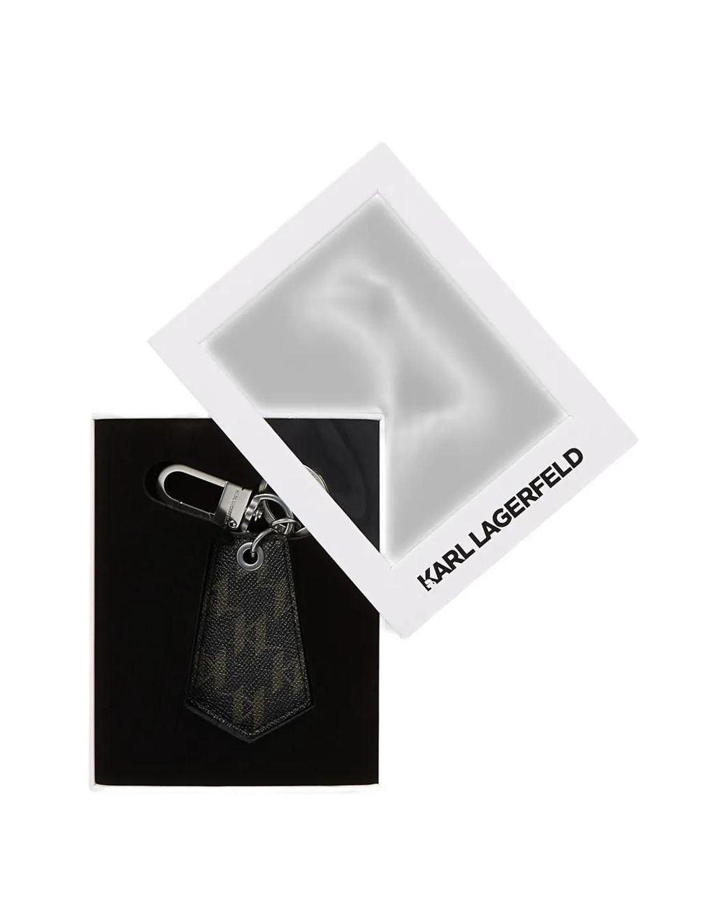 Karl Lagerfeld White Monogram Keyring for men