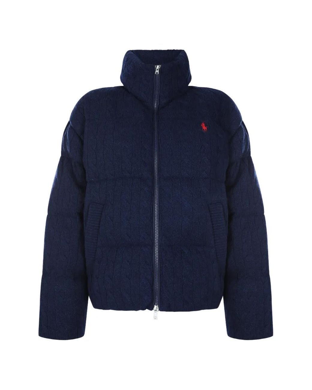 Polo Ralph Lauren Blue Cable-Knit Padded Coat