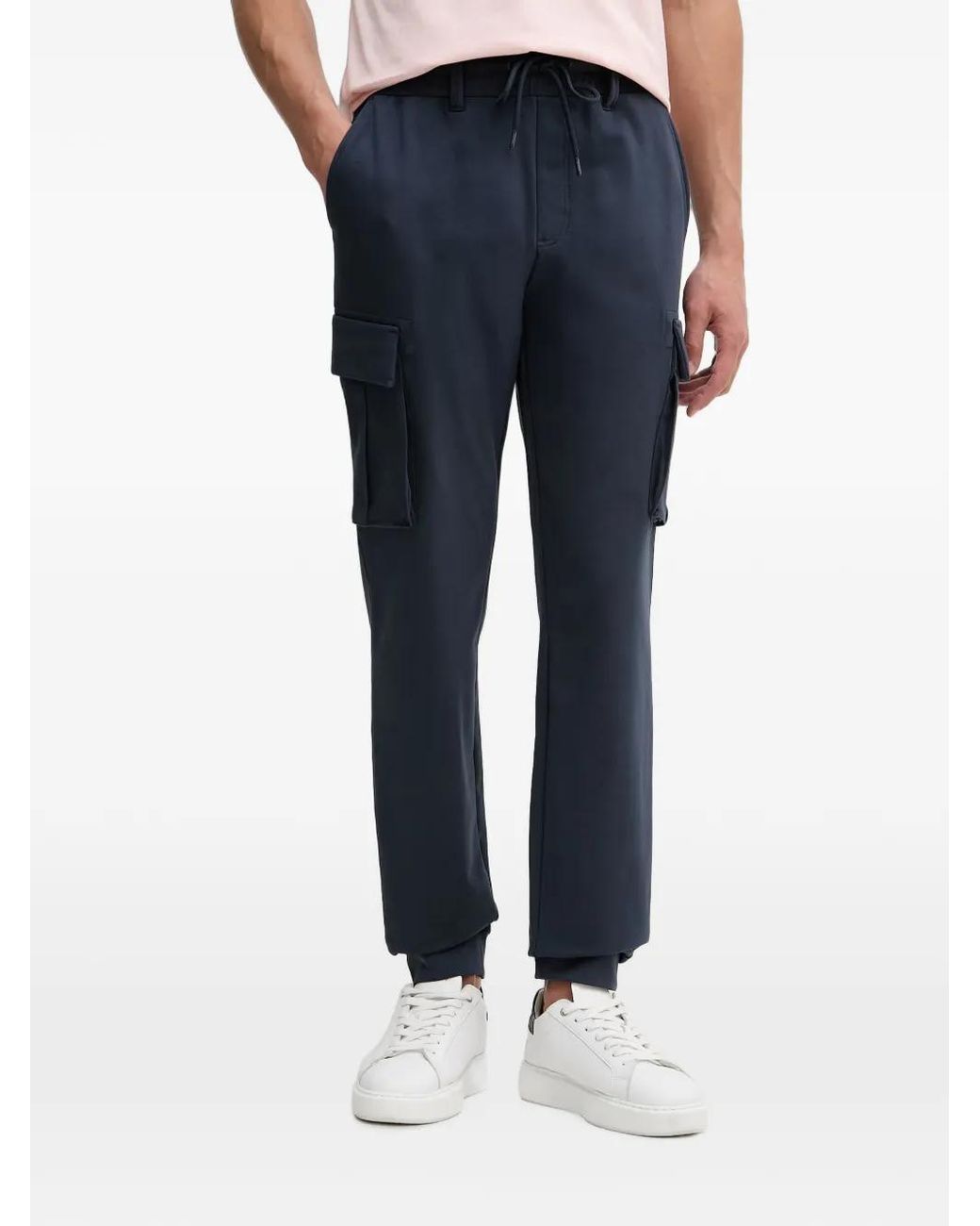 Aeronautica Militare Blue Cargo-Pocket Track Pants for men