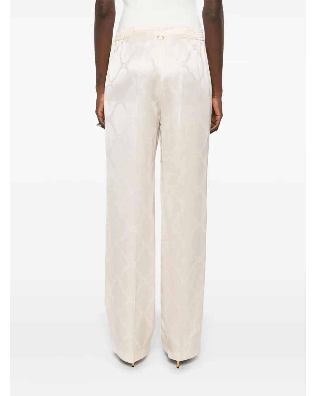 Twinset White Oval T-Jacquard Trousers