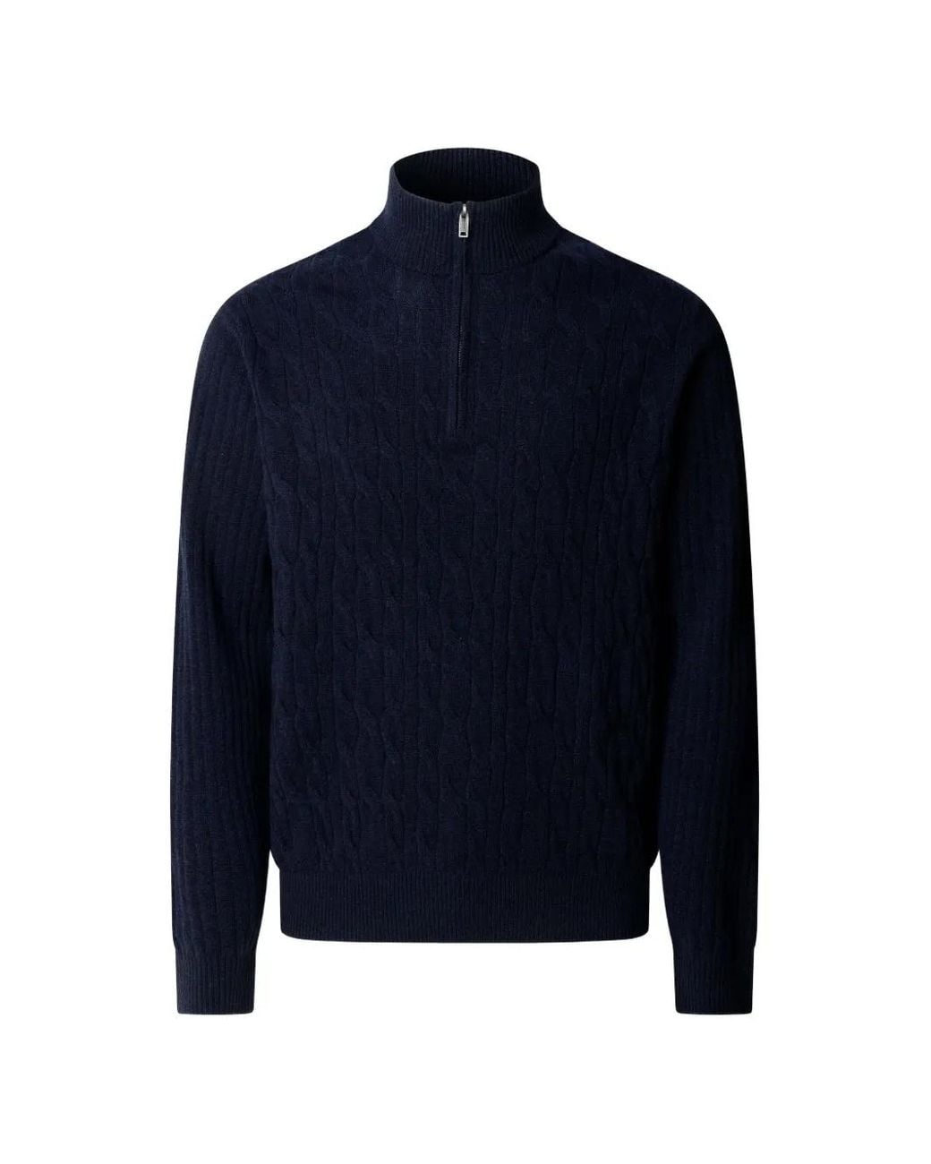 Hackett Blue Cable-Knit Quarter-Zip Sweater for men