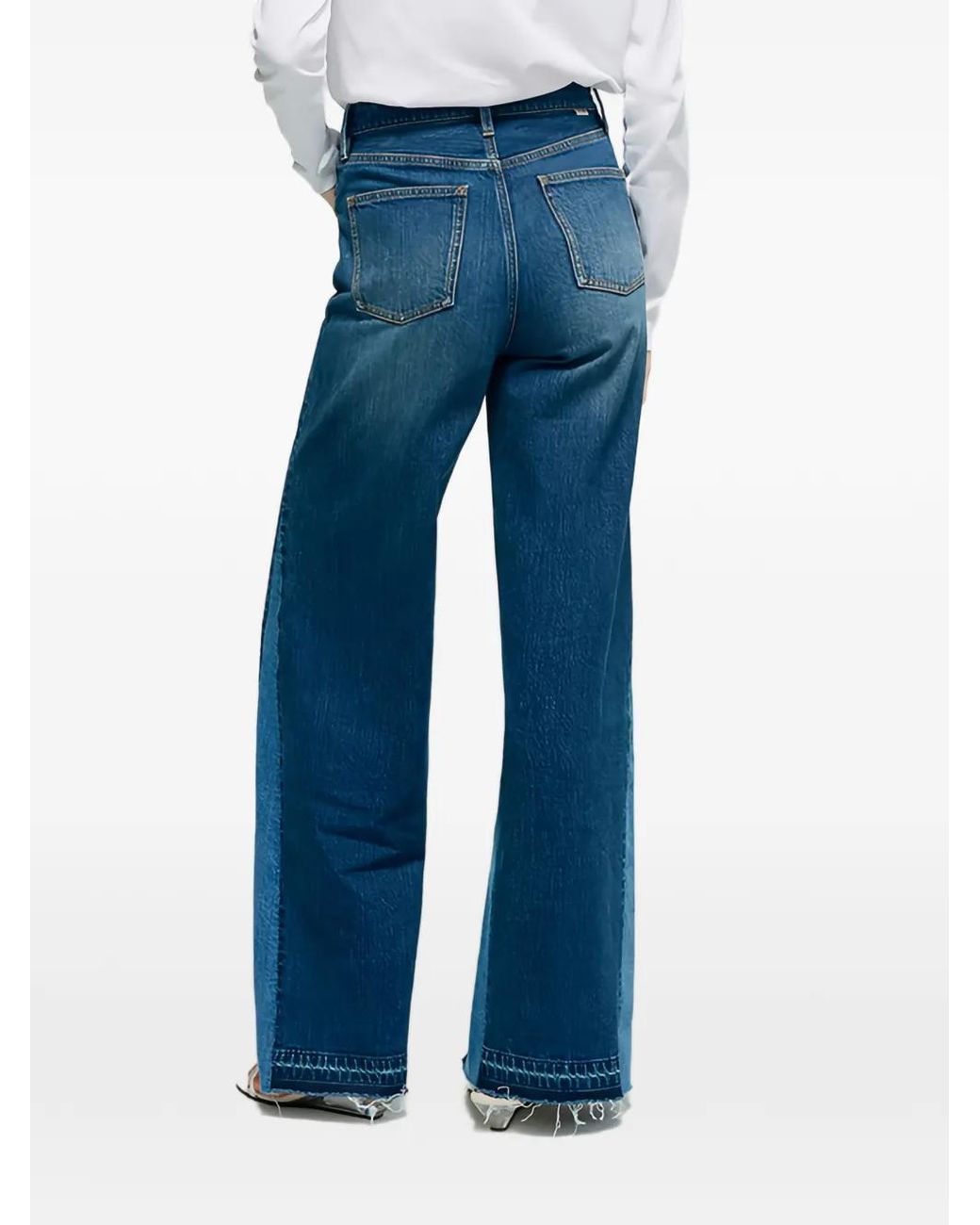 Hey Joanie Blue Shadow Split Frayed Wideleg Jeans