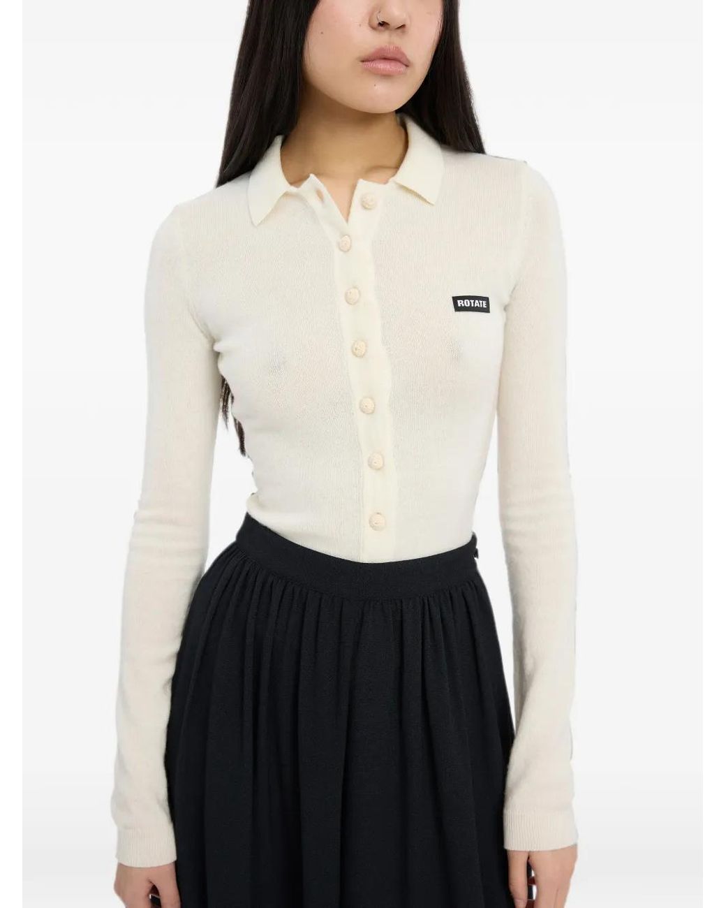 ROTATE BIRGER CHRISTENSEN White Knitted Polo Top