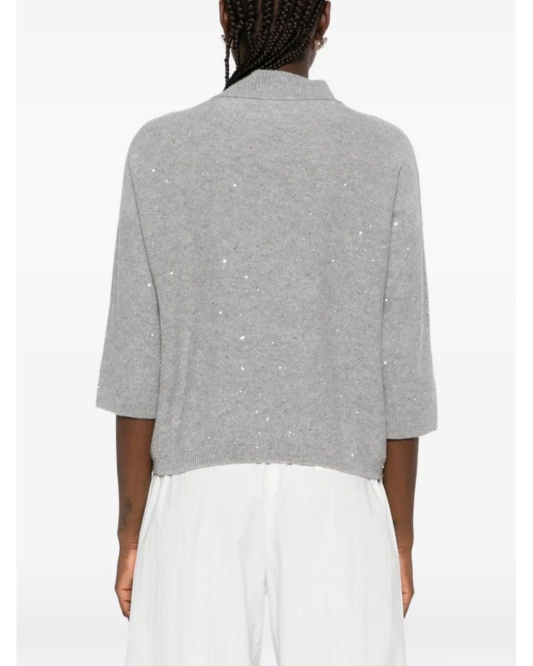 Pull Orné De Sequins À Col V Antonelli en coloris Gray