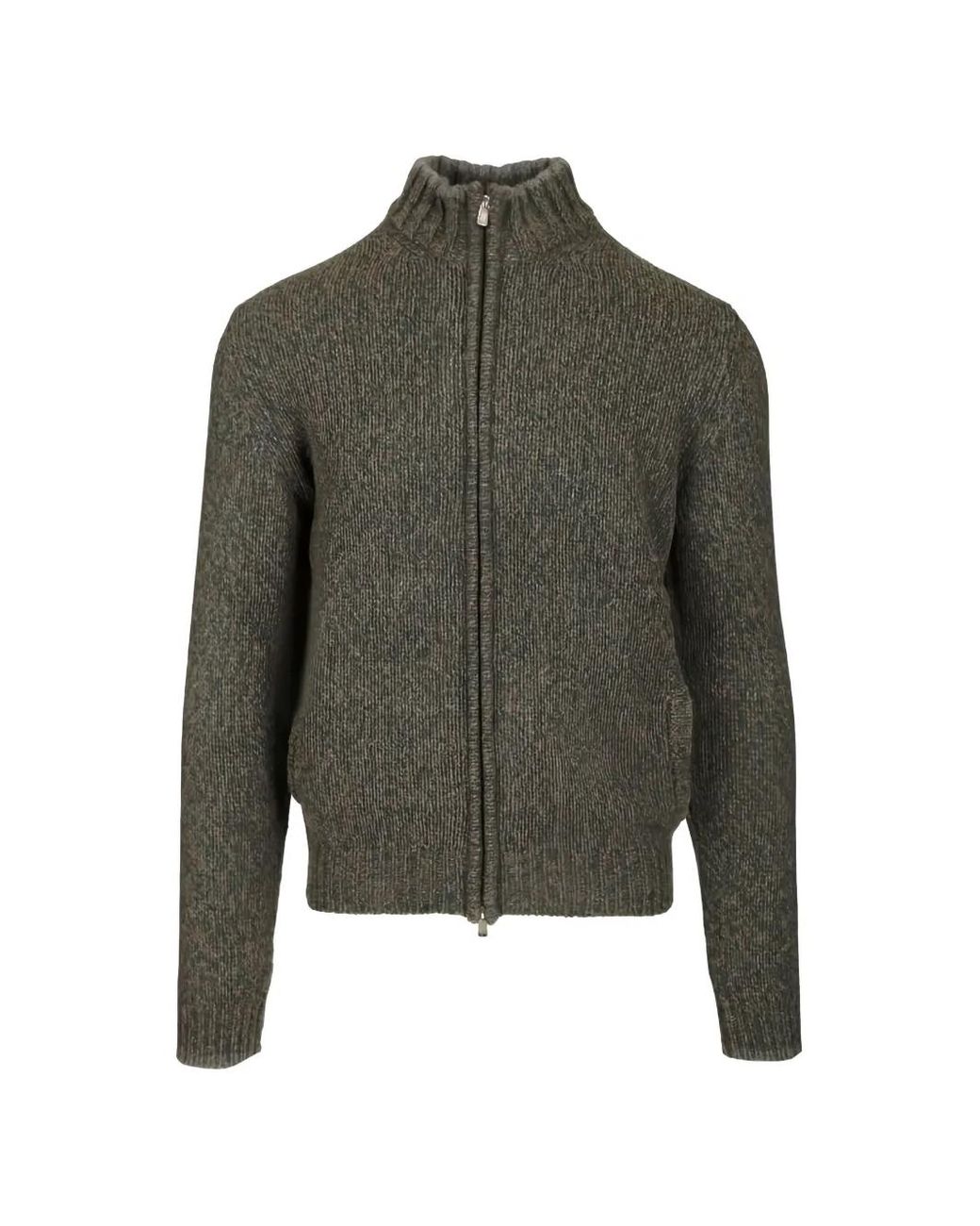 Fedeli Green Zipped Cardigan for men