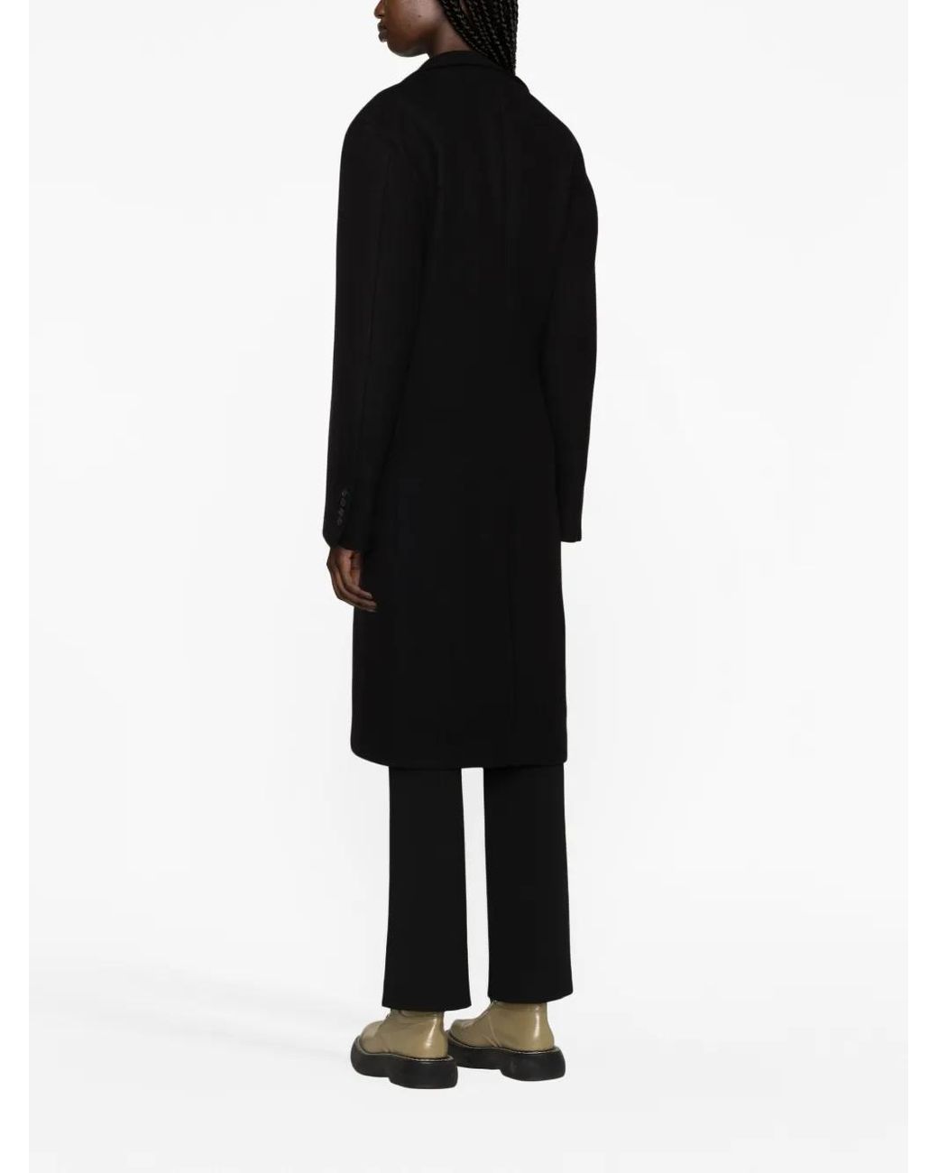 Off-White c/o Virgil Abloh Black Logo-Embroidered Single-Breasted Coat