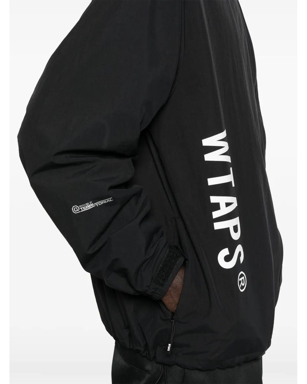 (w)taps Black Logo-Print Windbreaker for men