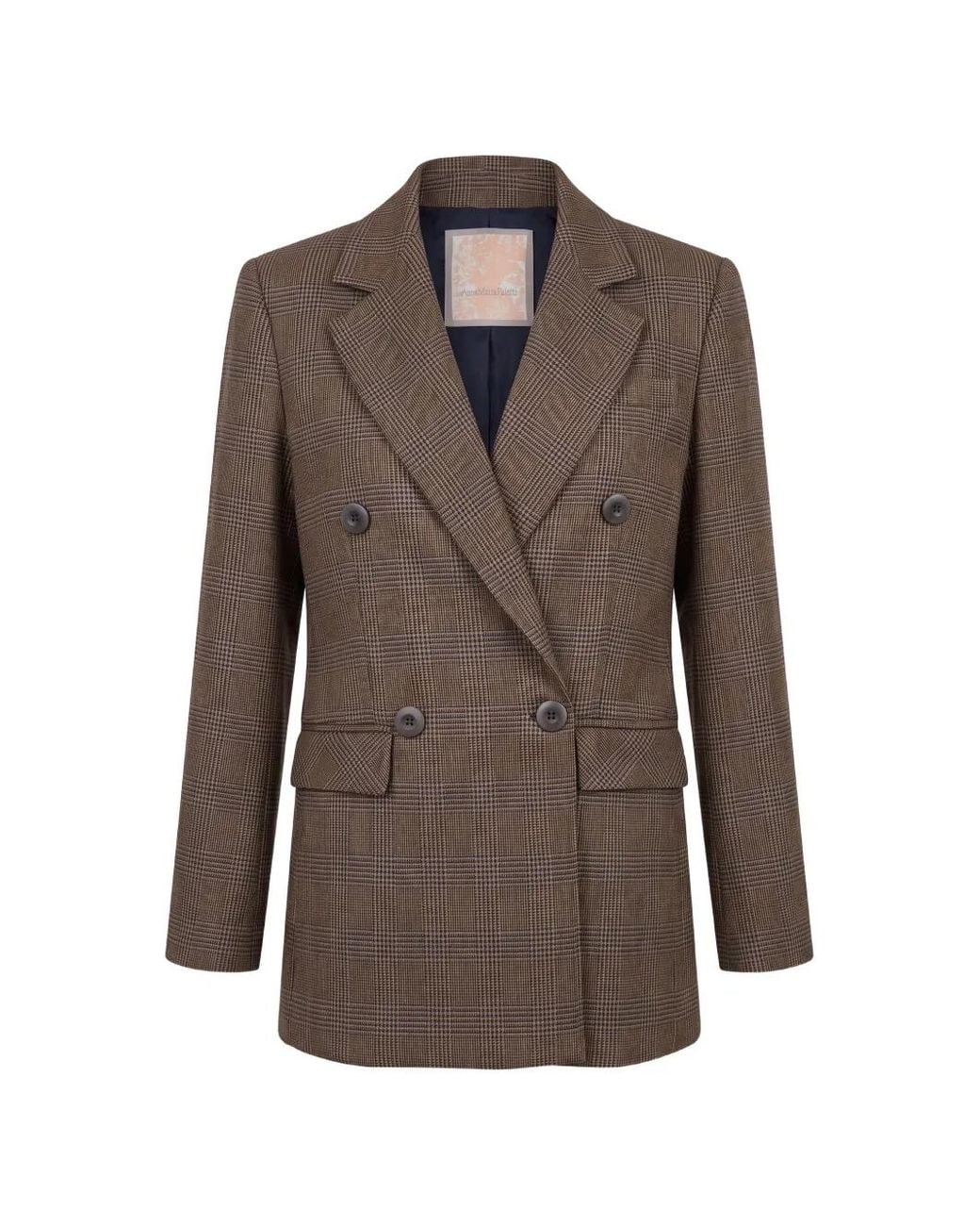 ANNAMARIAPALETTI Brown Prince Of Wales Check Double-Breasted Blazer