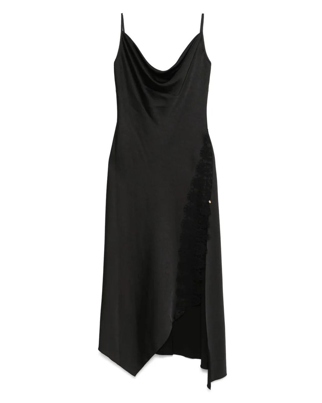 Nissa Black Spaghetti-Straps Satin Dress