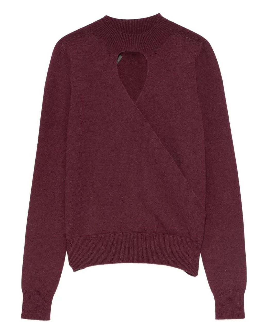 Twinset Purple Keyhole-Neck Sweater