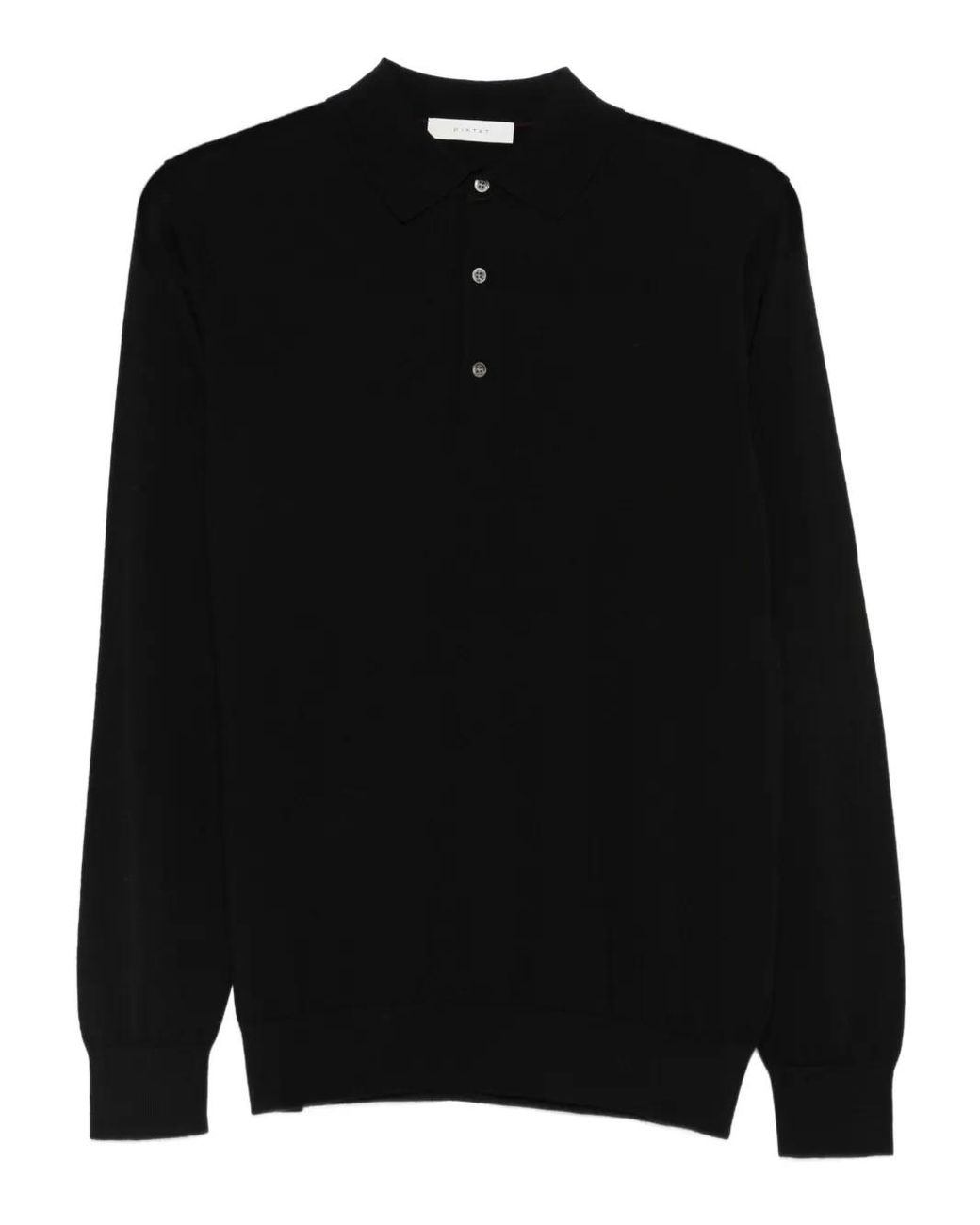 Diktat Black Long-Sleeve Polo Shirt for men