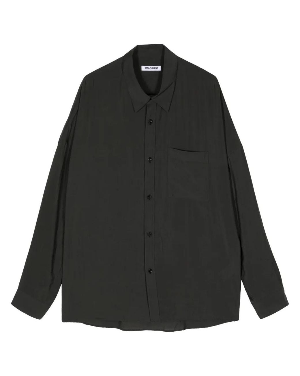Attachment Black Chest-Pocket Long-Sleeve Shirt for men