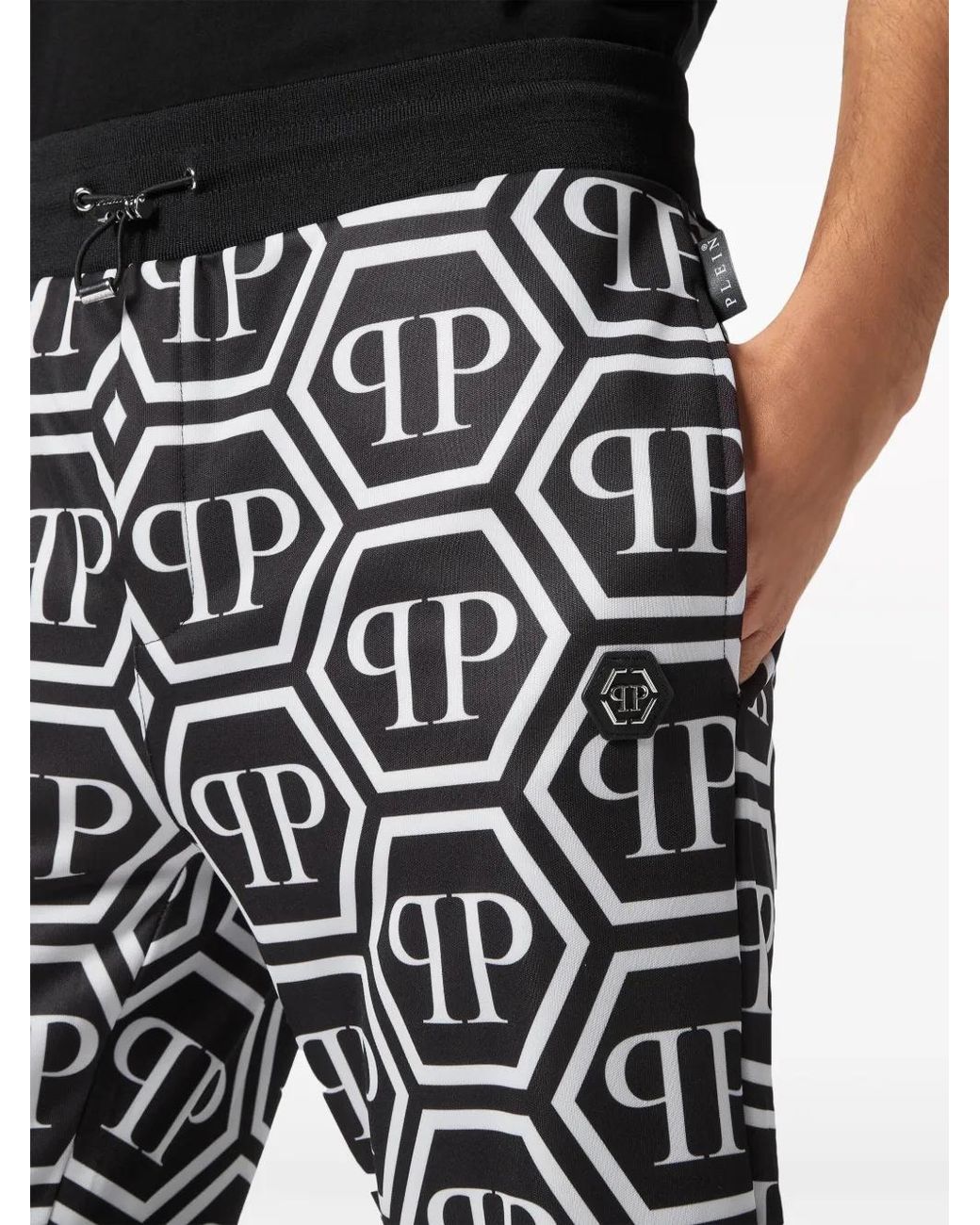 Philipp Plein Black Monogram Track Pants for men
