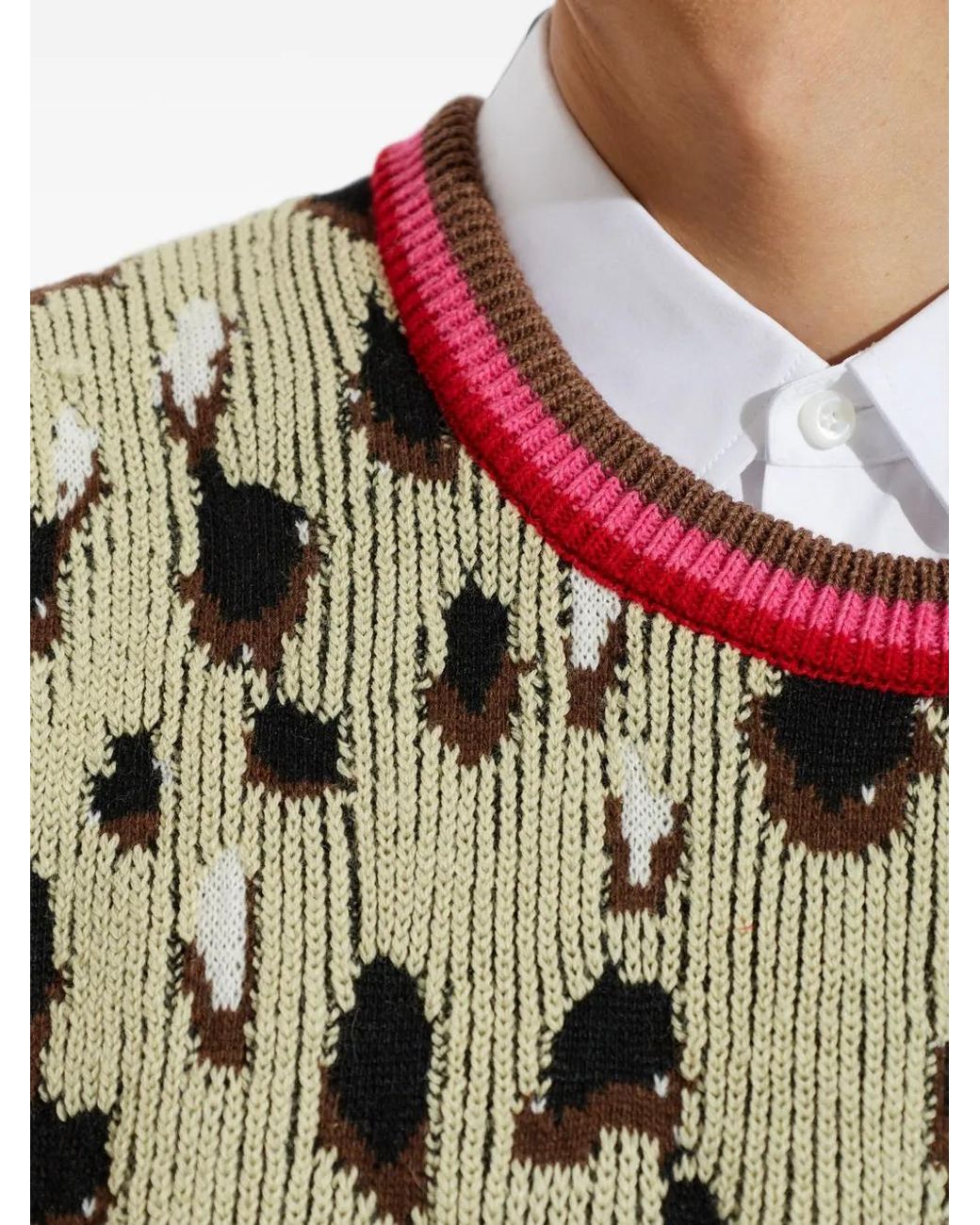 PDF Yellow Leopard-Patterned Knitted Vest for men
