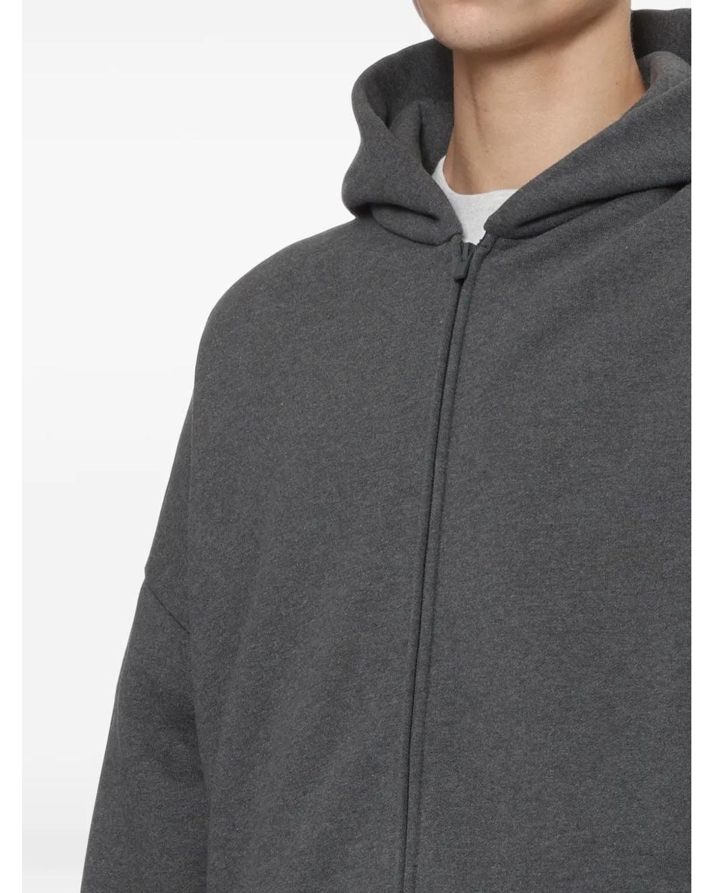 Fear Of God Gray Logo-Embossed Zip-Up Hoodie for men