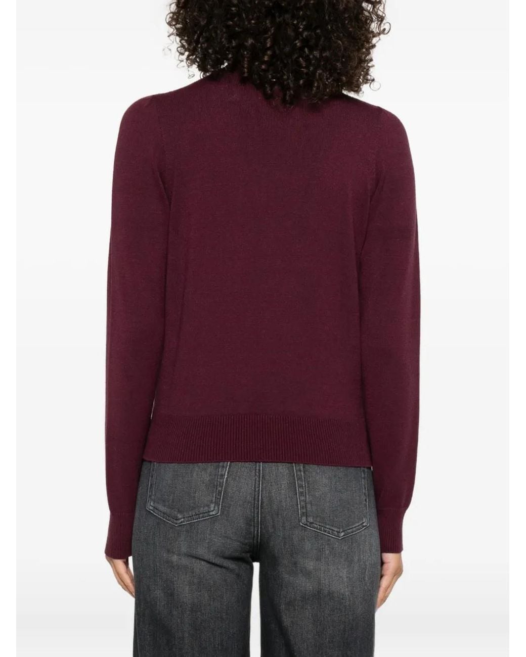 Twinset Purple Keyhole-Neck Sweater