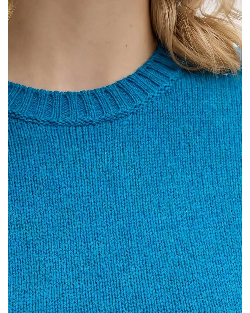 Benetton Blue Ribbed-Knit Sweater