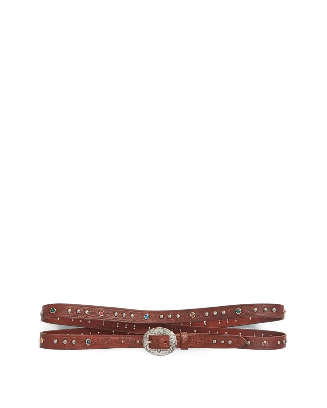 RRL Brown Luna Studded Leather Belt