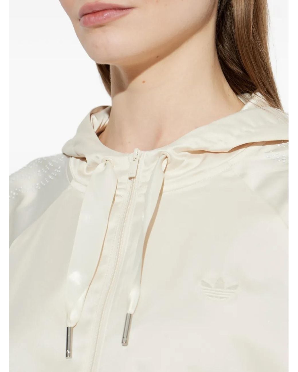 Adidas White Hoodie À Fermeture Zippée