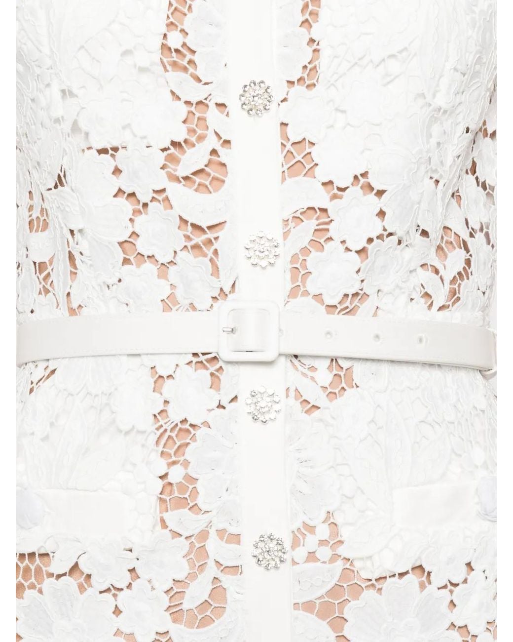 Self-Portrait White Lace Midi Dress