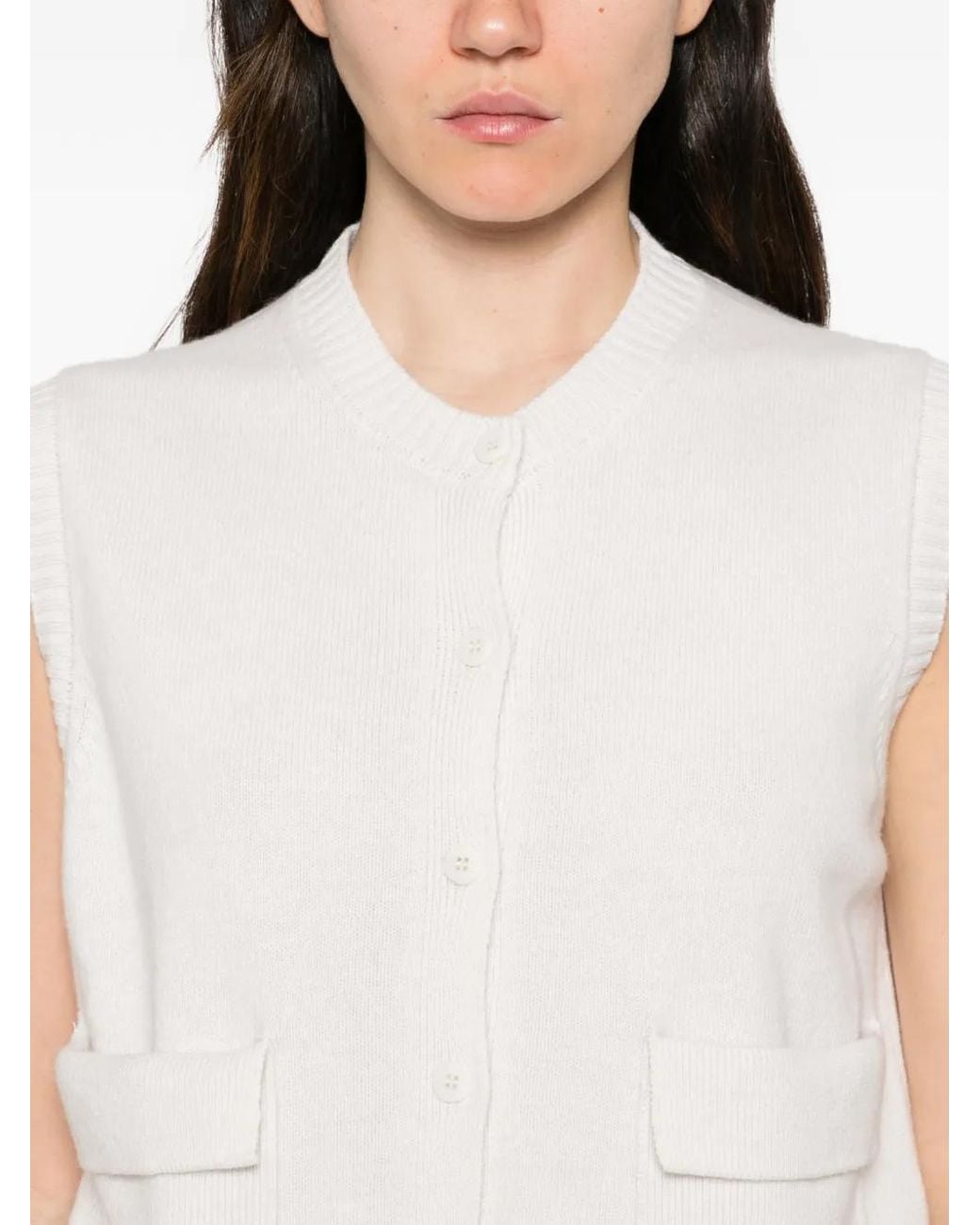 Daniele Fiesoli White Button-Up Sleeveless Vest