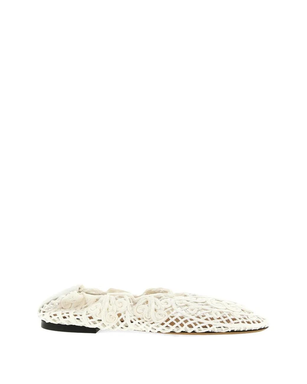 Odissi White Iris Crocheted Ballet Flats