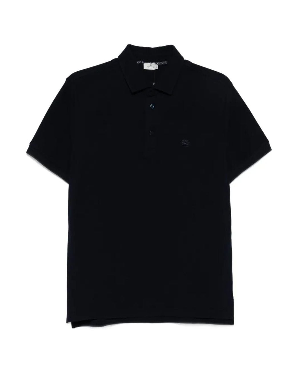 Etro Black Logo-Embroidered Polo Shirt for men