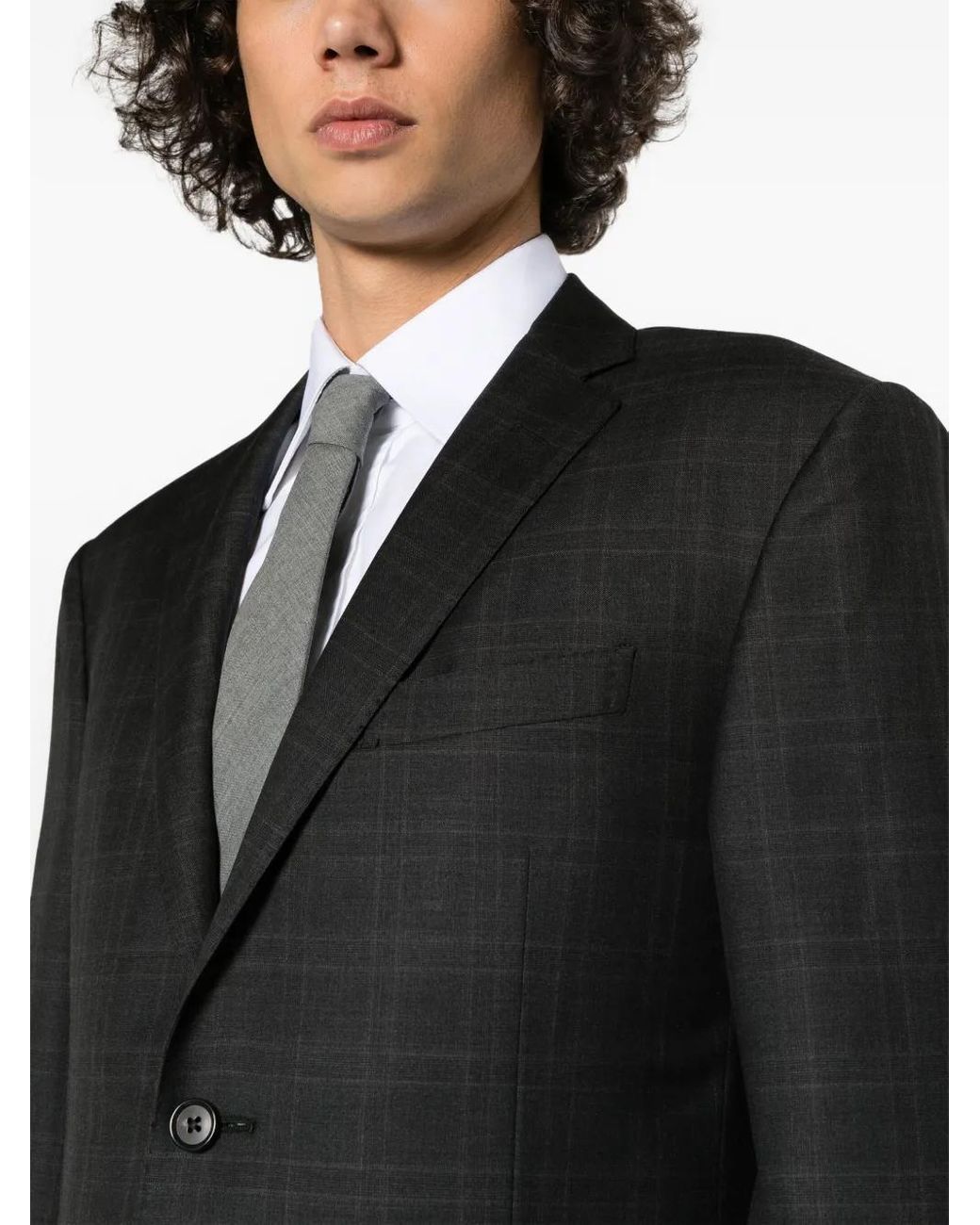 Corneliani Black Checked Single-Breasted Suit for men